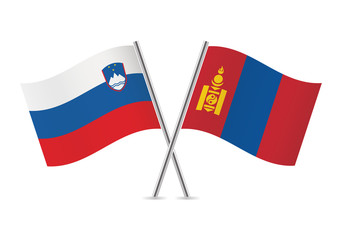 Mongolia and Slovenia flags. Vector illustration.