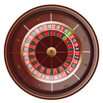 Casino roulette wheel top view isolated on white background. 3d vector illustration