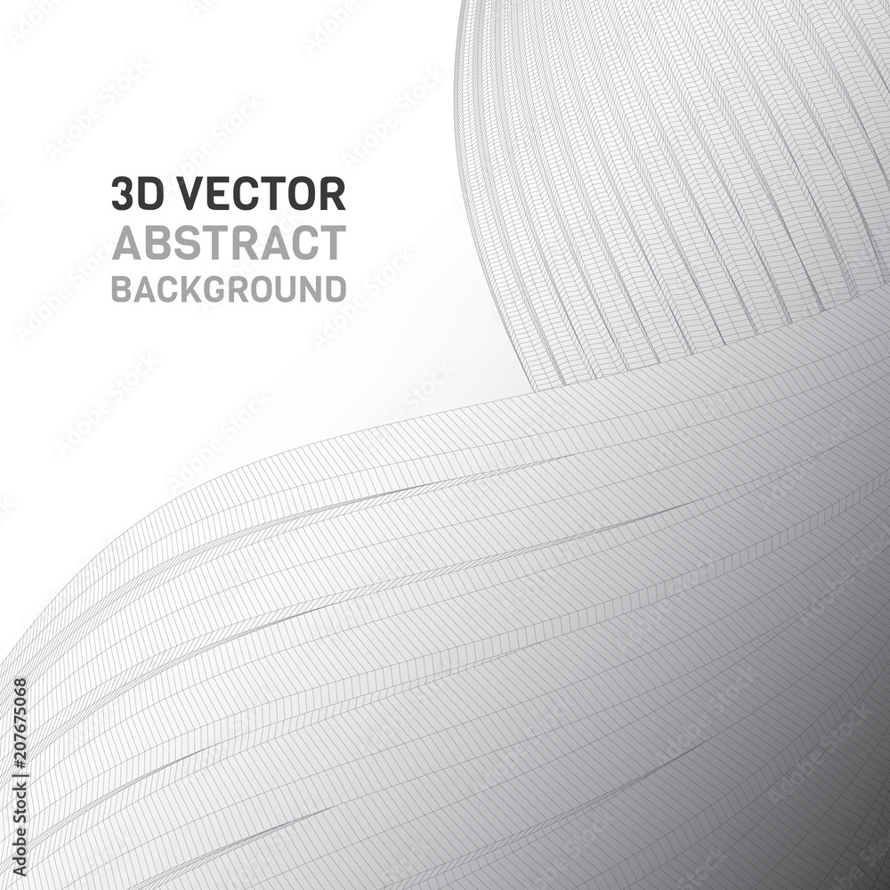 Poster abstract 3d surface. distortion of space and matter. modern technology for designing volume objects.