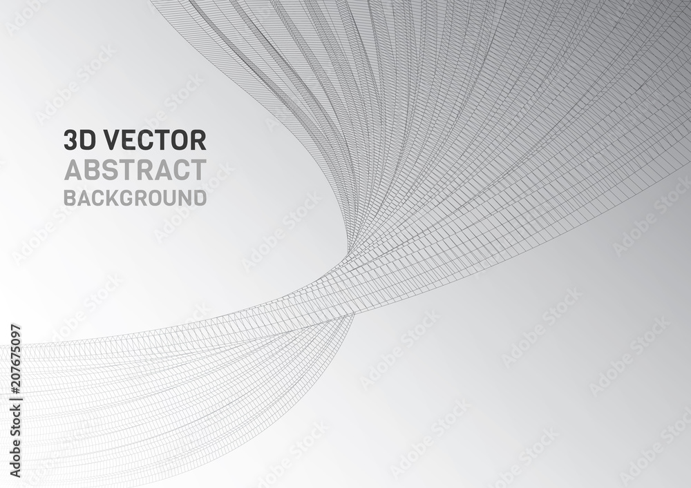 Poster abstract 3d surface. distortion of space and matter. modern technology for designing volume objects.
