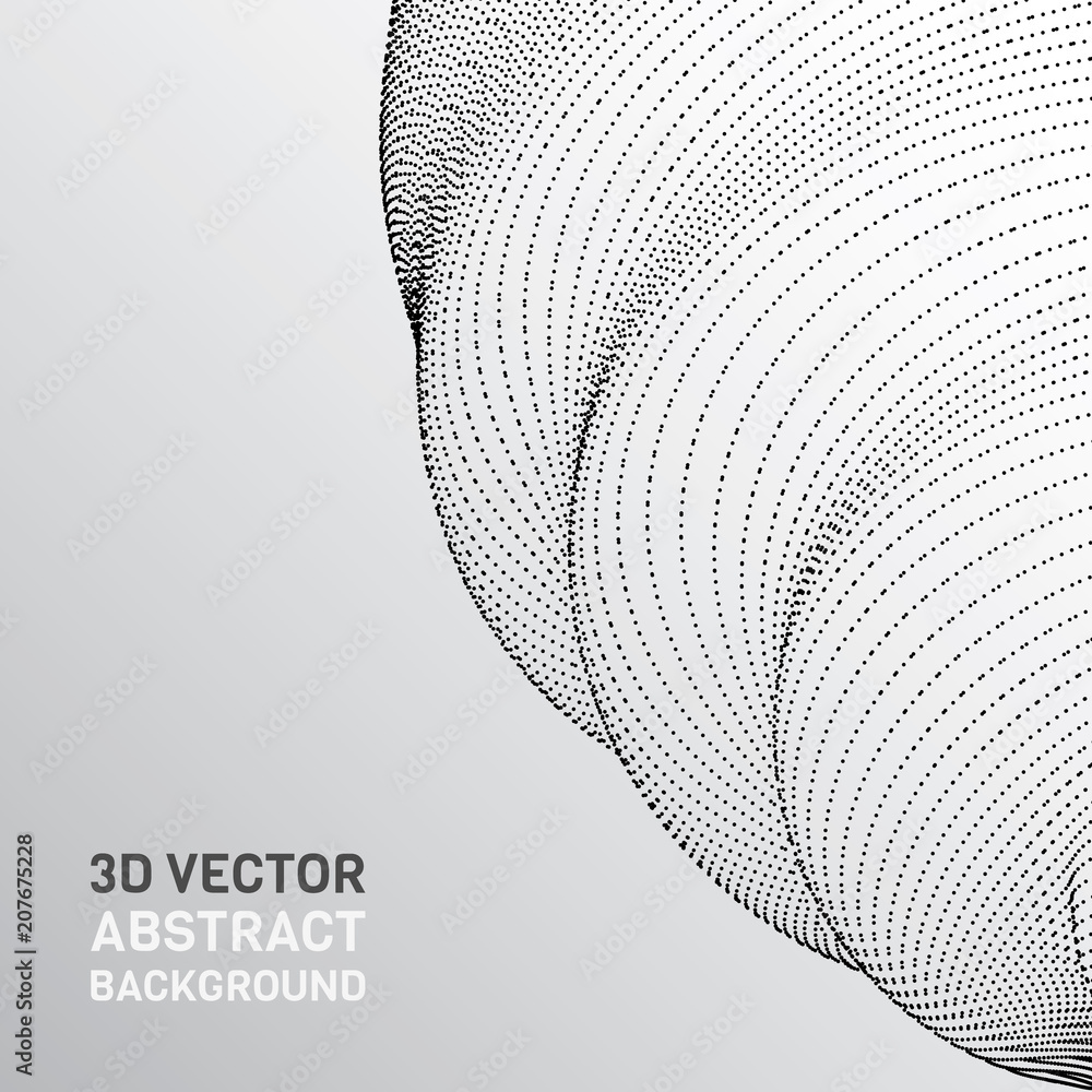 Poster abstract 3d surface. distortion of space and matter. modern technology for designing volume objects.