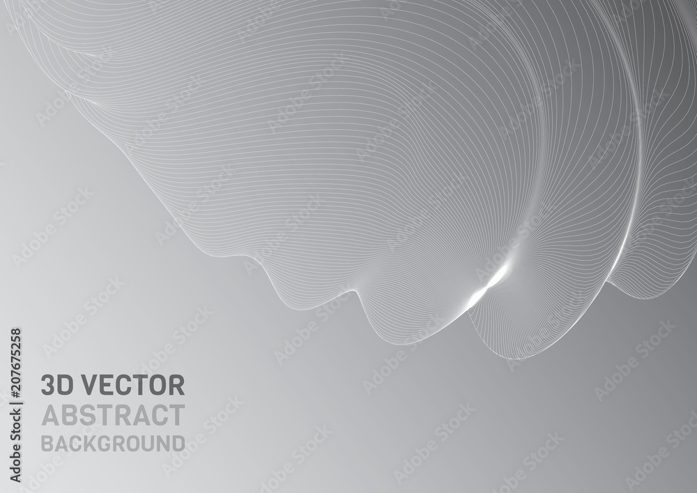 Poster abstract 3d surface. distortion of space and matter. modern technology for designing volume objects.