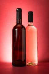 Red and white wine bottles