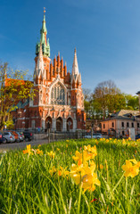 Krakow, Poland, st Joseph church in Podgorze district, spring