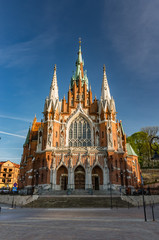 Krakow, Poland, st Joseph church in Podgorze district, spring