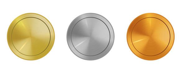 Gold Silver Bronze Metallic Medal Template Vector