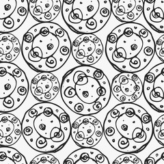 Hand drawn seamless pattern with plates.