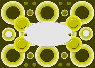 Patterned background with circles in the color of the olives with frame for your text.