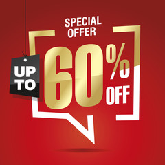 60 percent off sale isolated gold red sticker icon