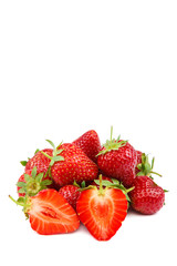 Fruits of strawberries isolated on white background