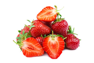 Fruits of strawberries isolated on white background