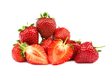 Fruits of strawberries isolated on white background