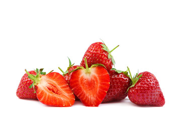 Fruits of strawberries isolated on white background