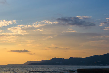Amazing sea sunset, the sun, waves, clouds