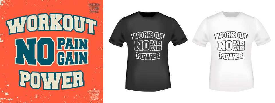 Workout power t shirt print stamp