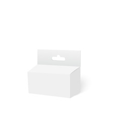 White Product Package Box With Hang Slot. Mock Up. Vector.