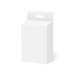 White Product Package Box With Hang Slot. Mock Up. Vector.