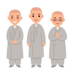 Cute cartoon Buddhist monks