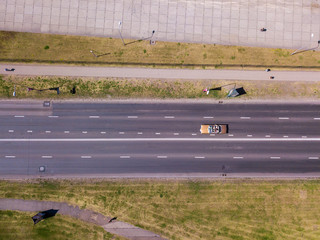 June 03, 2018. Riga, Latvia. View on the classical American retro car parade in Riga, Latvia by the...