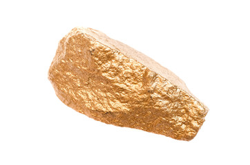 Gold nuggets isolated on the white background. Painted with gold paint granite stones.