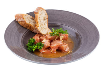 pickled salmon Ceviche with rusks