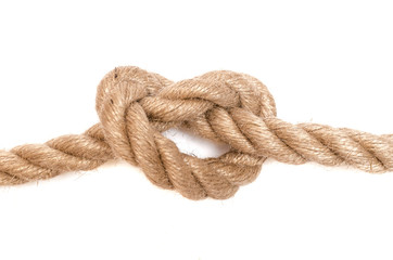 Rope knot isolated on the white background.