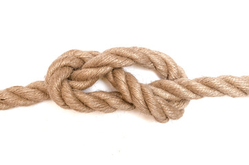 Rope knot isolated on the white background.