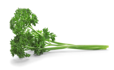 Fresh green parsley on white background