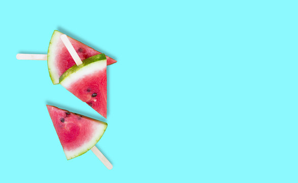 watermelon slice on water green color background