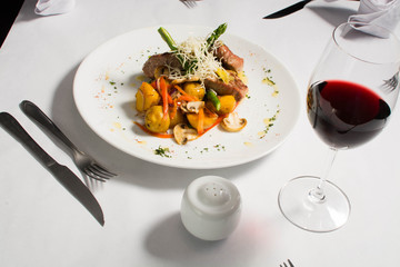 food, wine, white, table, spoon, plate, dish, dinner