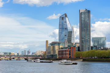 Panorama of south bank of the Thames River in London