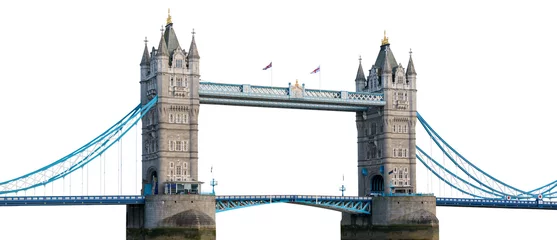 Deurstickers Tower Bridge Tower Bridge in Londen geïsoleerd op witte achtergrond