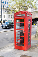 Traditional british red telephone booth