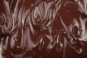 Melted chocolate swirl as a background closeup