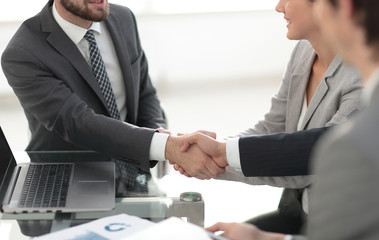 Fototapeta premium confident handshake of business partners