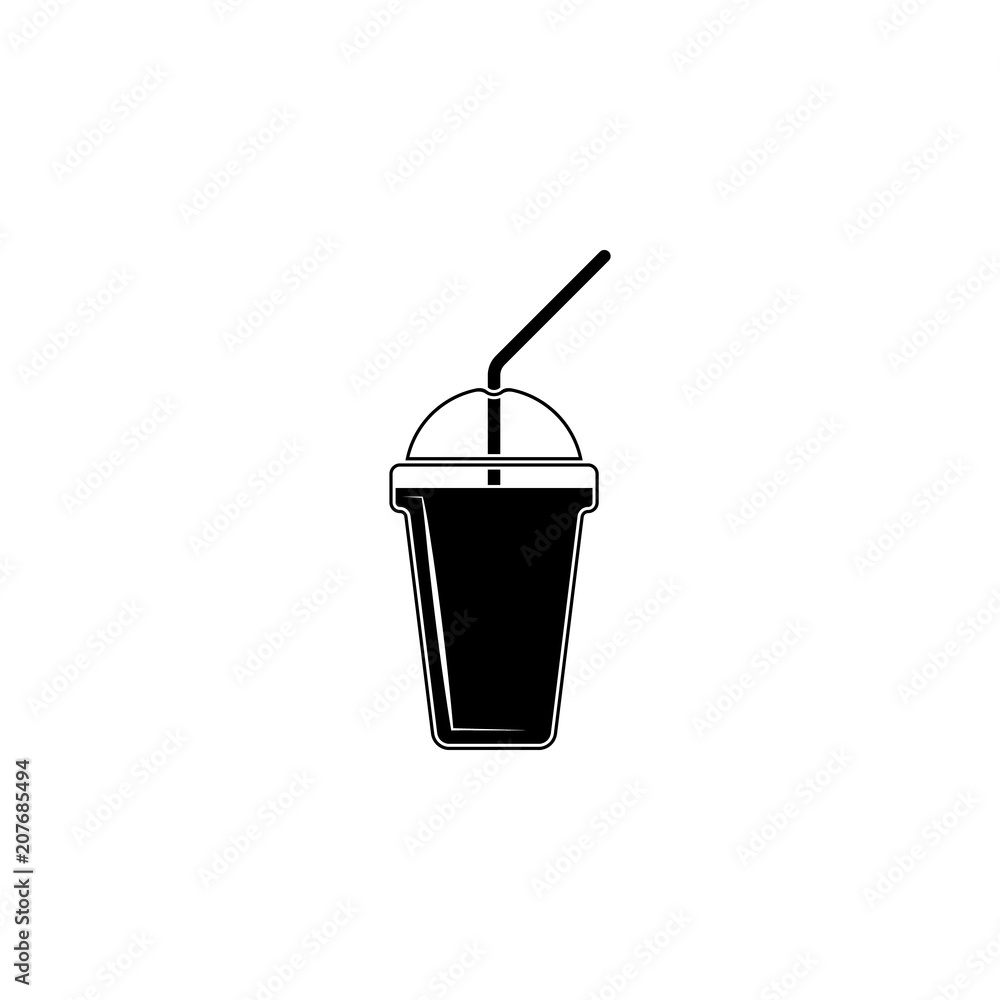 Poster plastic cup with juice icon. element of simple drinks icon for mobile concept and web apps. detailed