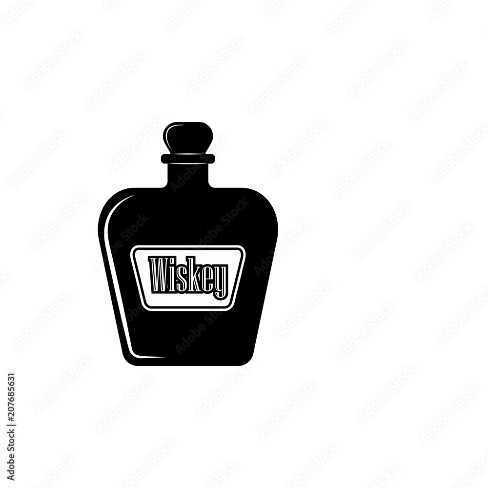 Poster whiskey bottle icon. element of simple drinks icon for mobile concept and web apps. detailed whiskey