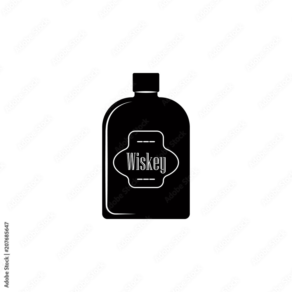 Poster whiskey bottle icon. element of simple drinks icon for mobile concept and web apps. detailed whiskey