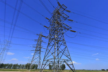 The power supply facilities of contour in the evening