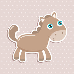 Obraz na płótnie Canvas Cute little horse sticker vector illustration. Flat design.