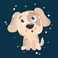 Cute puppy vector illustration. Flat design.