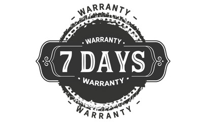 7 days warranty icon vintage rubber stamp guarantee