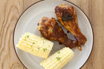 Barbeque Chicken and Corn on the Cob