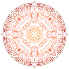 Set of vintage Wedding Invitation card with Mandala pattern and in color. Meditation element for India yoga. Ornament for decorating a greeting