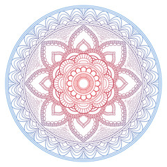 Set of vintage Wedding Invitation card with Mandala pattern and in color. Meditation element for India yoga. Ornament for decorating a greeting