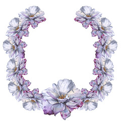 wreath of roses. Isolated on white background. 