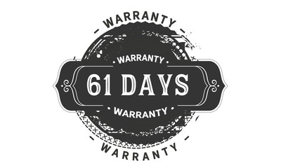 61 days warranty icon vintage rubber stamp guarantee