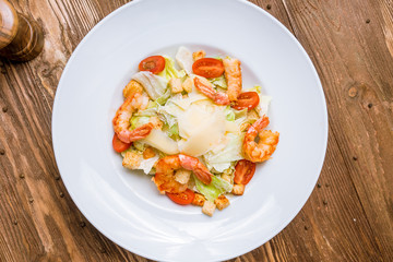 salad caesar with shrimps