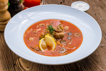 Meat Solyanka soup