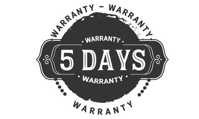 5 days warranty icon vintage rubber stamp guarantee